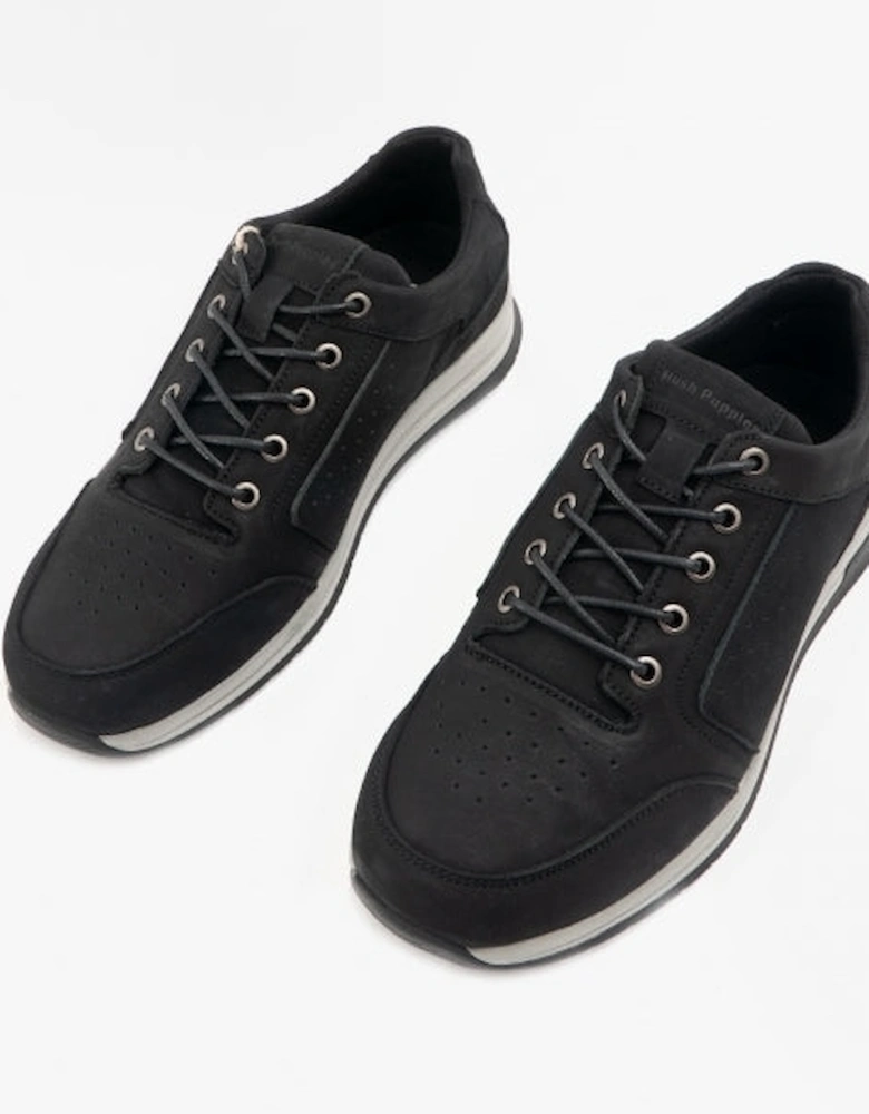 JOSEPH Mens Leather Lace-Up Trainers Black Nubuck