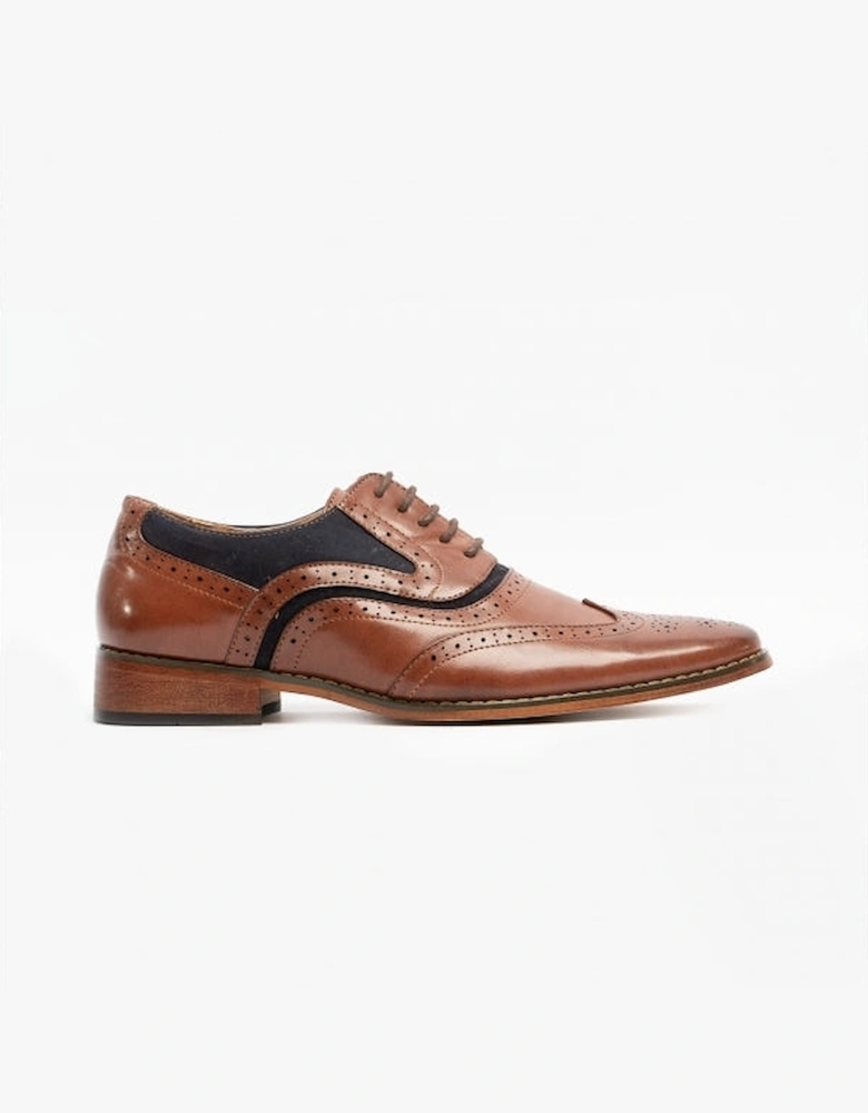 GRANT JNR Boys Two Tone Brogues Dark Tan/Navy