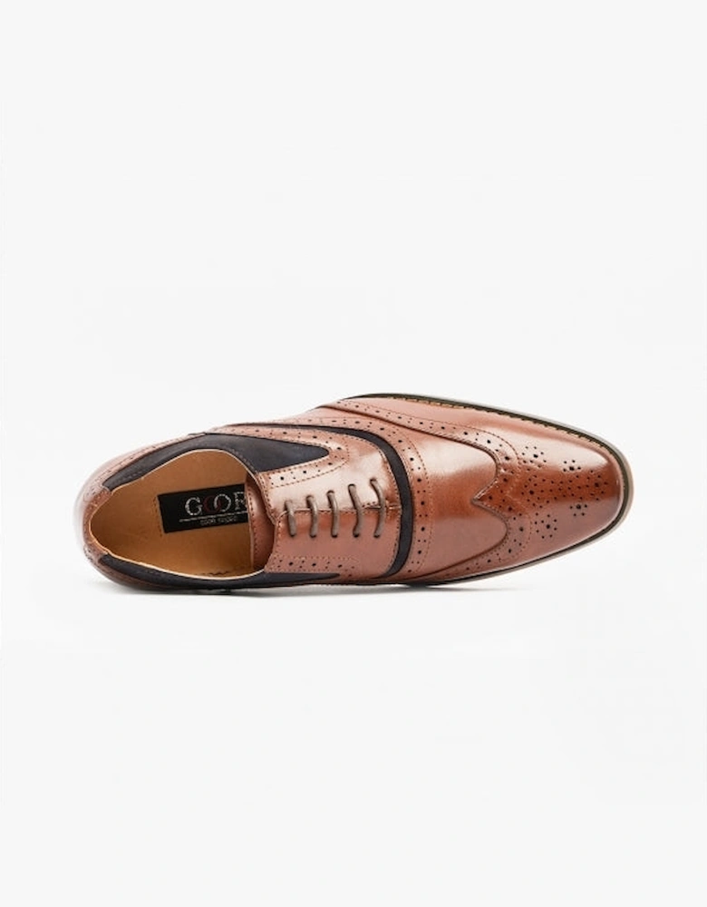 GRANT JNR Boys Two Tone Brogues Dark Tan/Navy