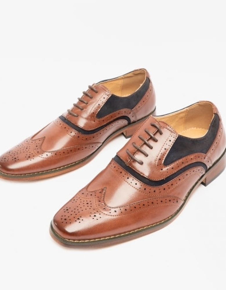 GRANT JNR Boys Two Tone Brogues Dark Tan/Navy