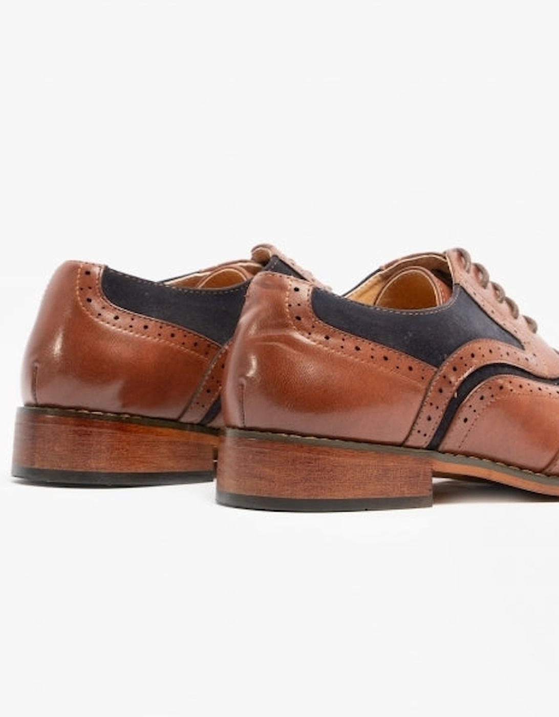 GRANT JNR Boys Two Tone Brogues Dark Tan/Navy