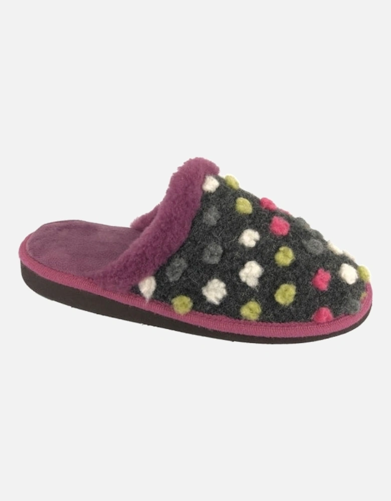 DONNA Fleecy Mule Slippers Purple/Grey