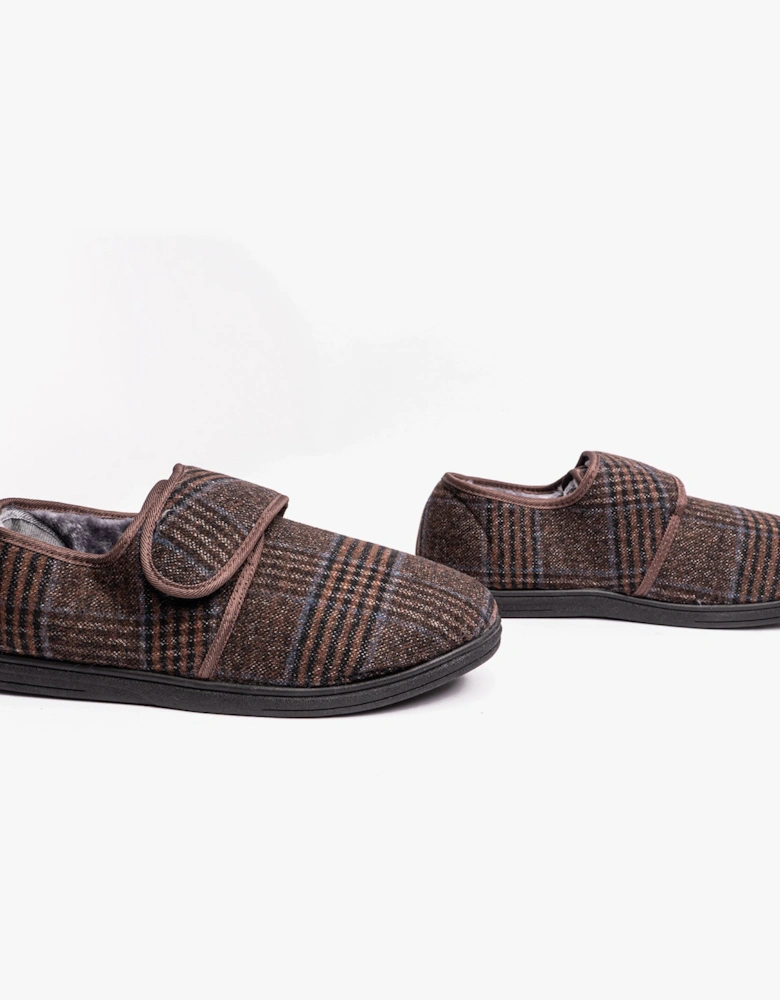 DAVID Mens Full Slippers Brown