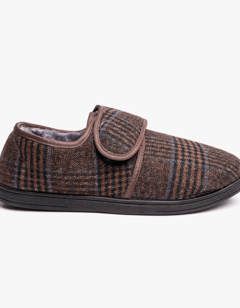 DAVID Mens Full Slippers Brown