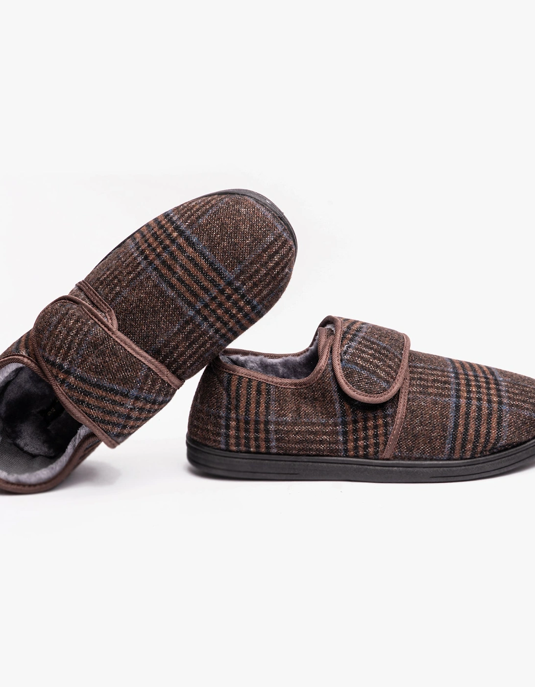 DAVID Mens Full Slippers Brown