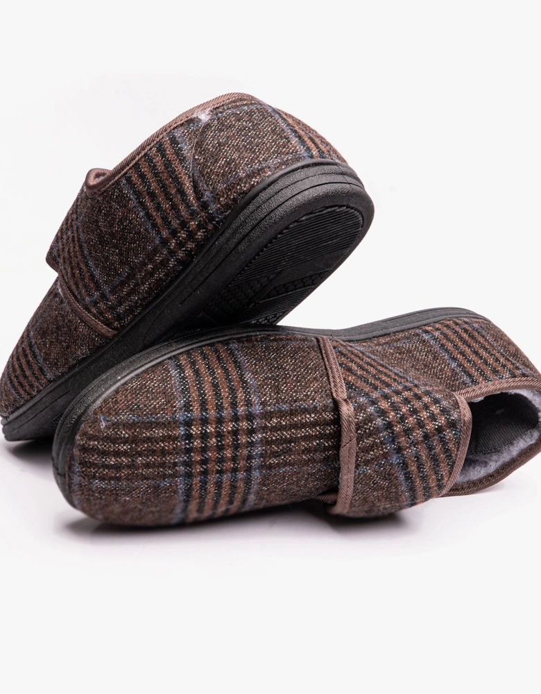 DAVID Mens Full Slippers Brown