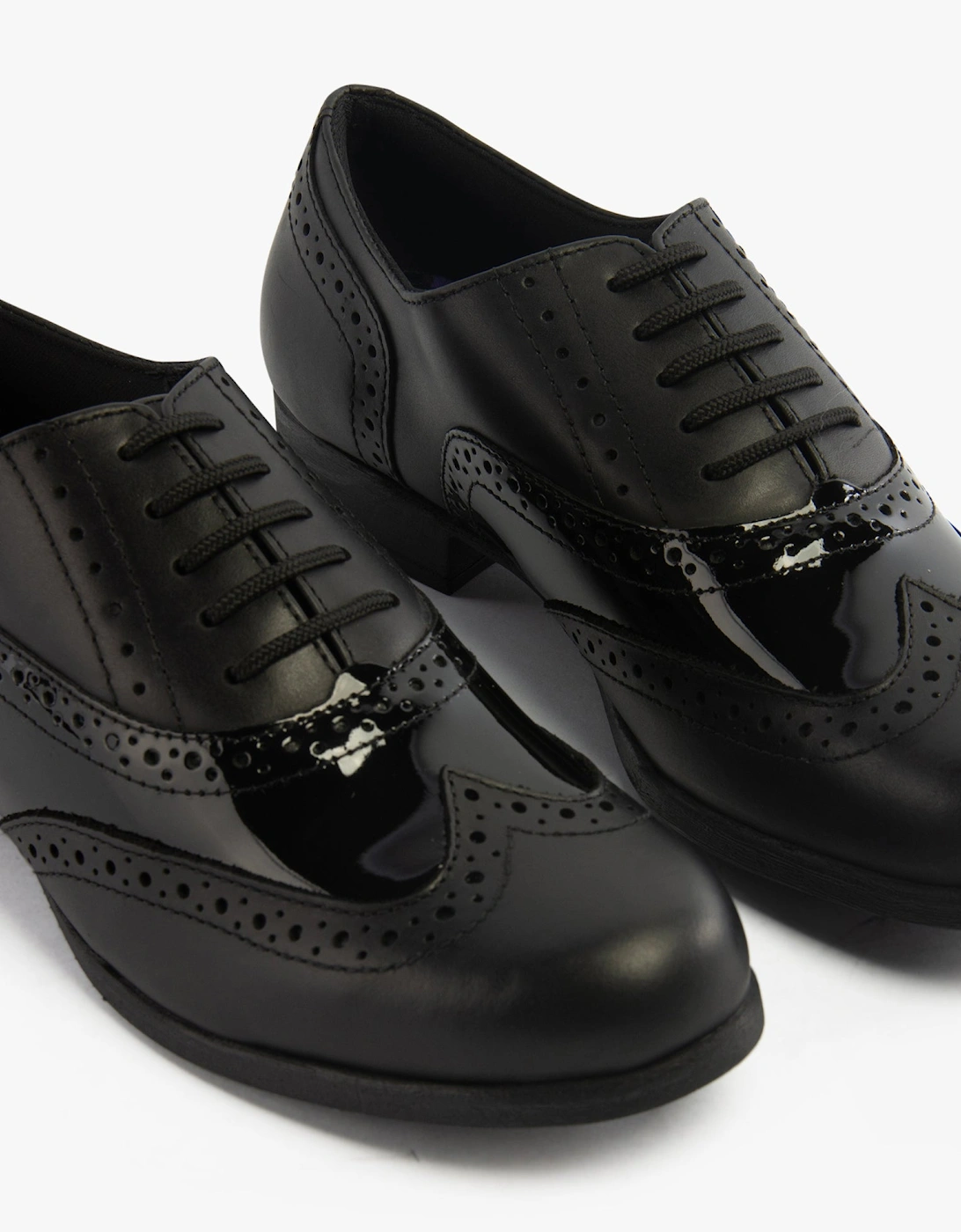 KADA Girls Leather School Shoes Black