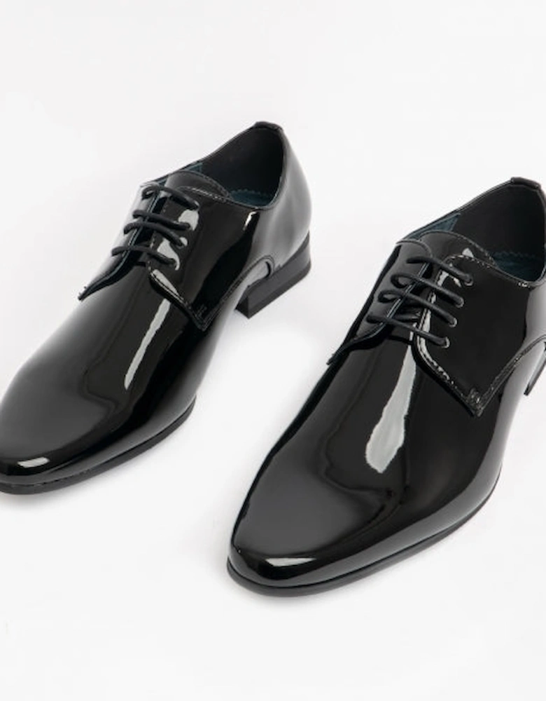 MORGAN Mens Pointed Toe Dress Shoes Black Patent