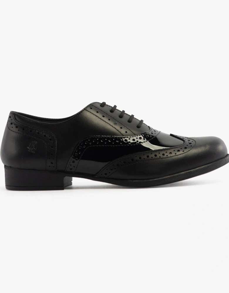 KADA Girls Leather School Shoes Black