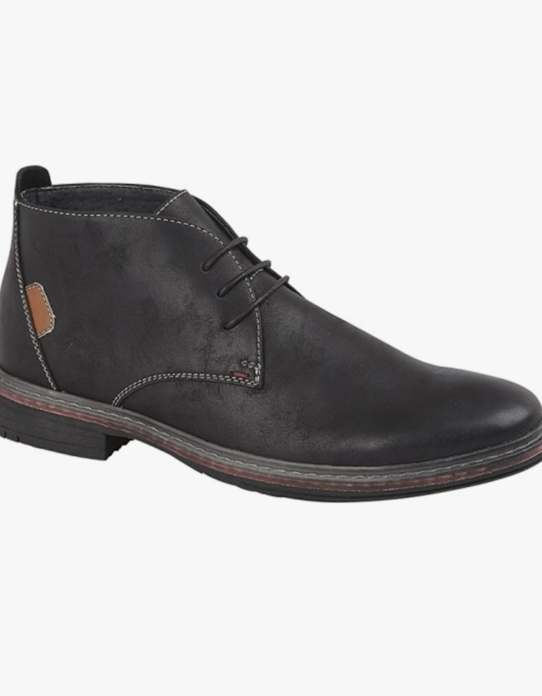 CALEB Mens Nubuck Chukka Boots Black