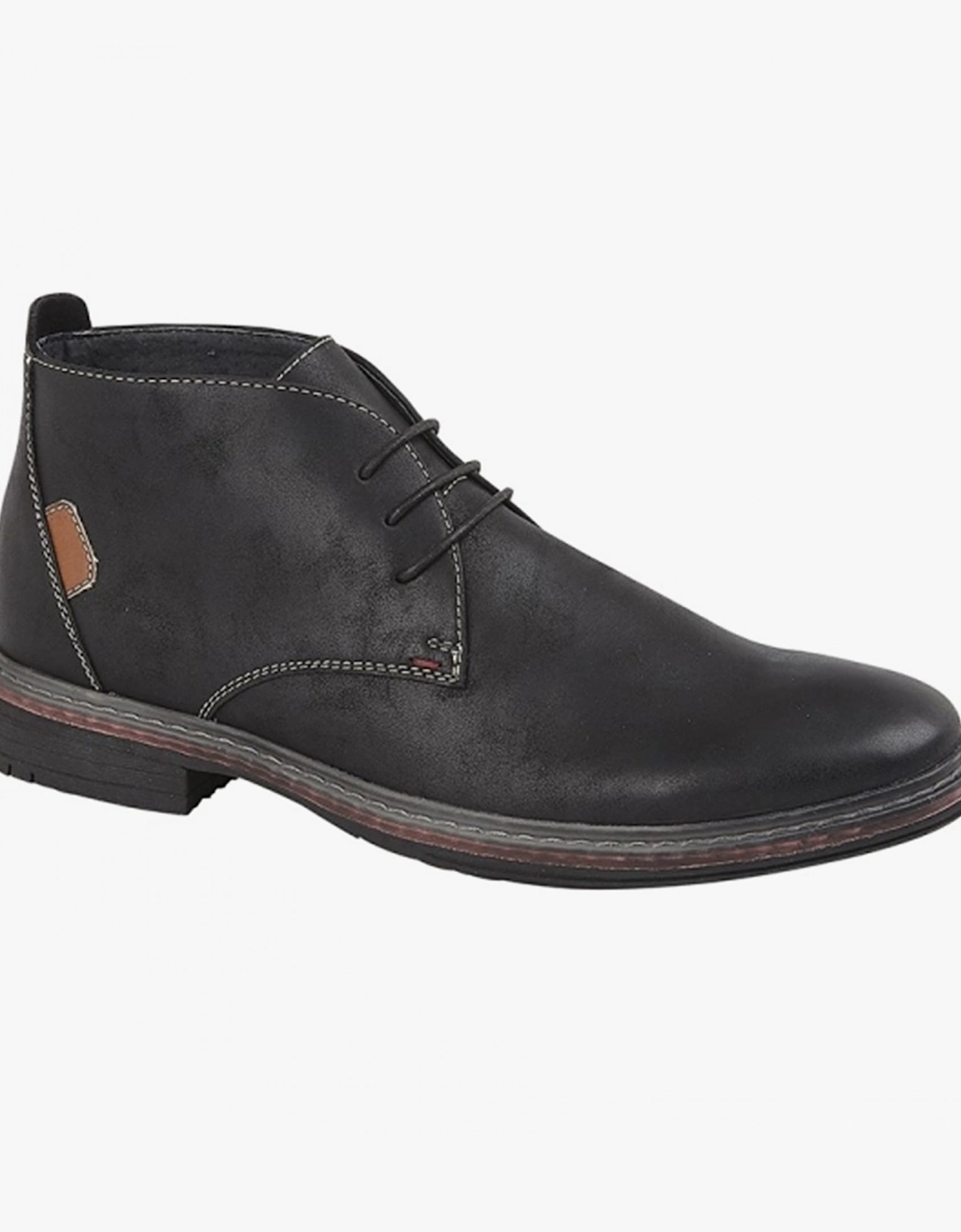 CALEB Mens Nubuck Chukka Boots Black, 2 of 1