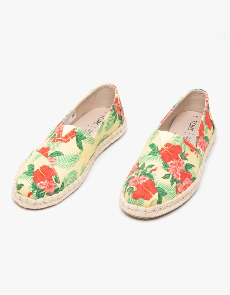 ALPARGATA ROPE Womens Canvas Shoes Yellow Hibiscus