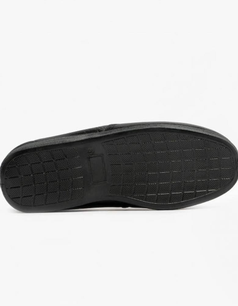 HADLEY Mens Leather Slippers Black