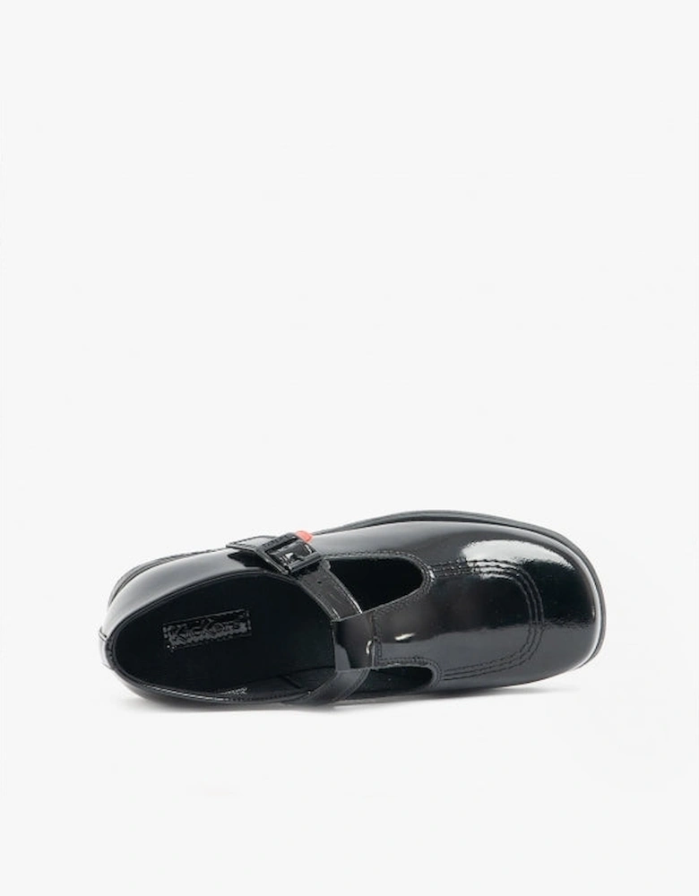 115202 FRAGMA T-BUCKLE Girls School Shoes Patent Black