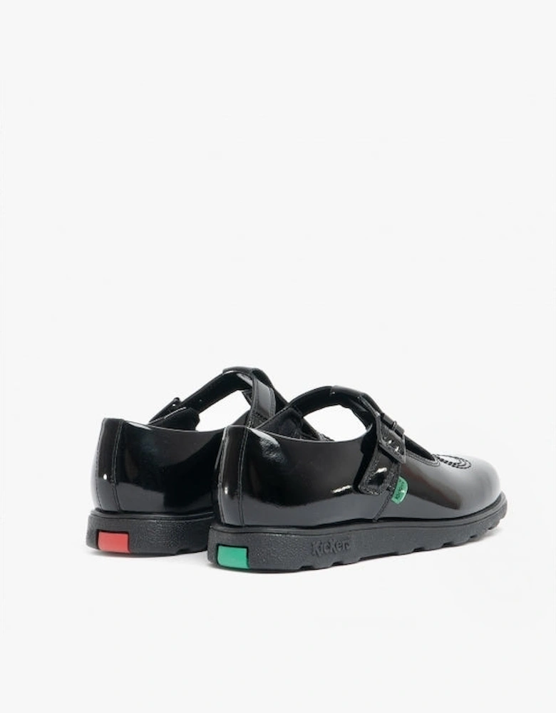 115202 FRAGMA T-BUCKLE Girls School Shoes Patent Black