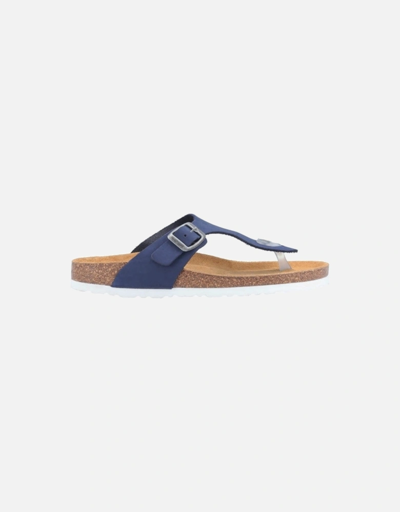 KAYLA Womens Leather Toe Post Sandals Navy