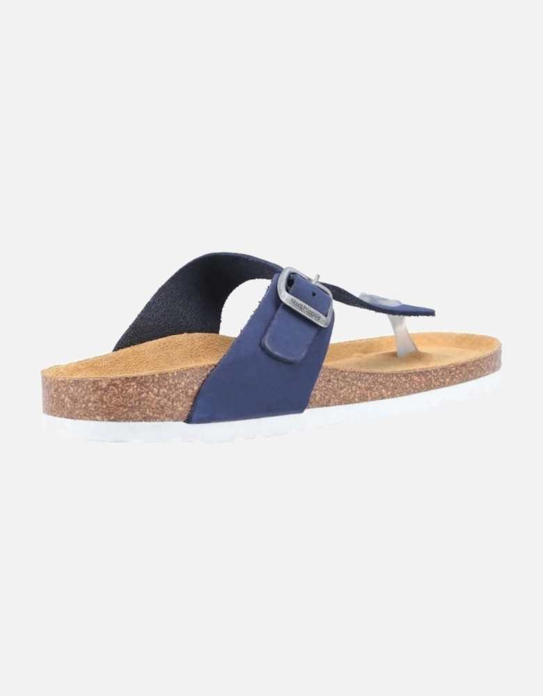 KAYLA Womens Leather Toe Post Sandals Navy