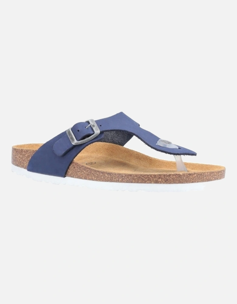 KAYLA Womens Leather Toe Post Sandals Navy