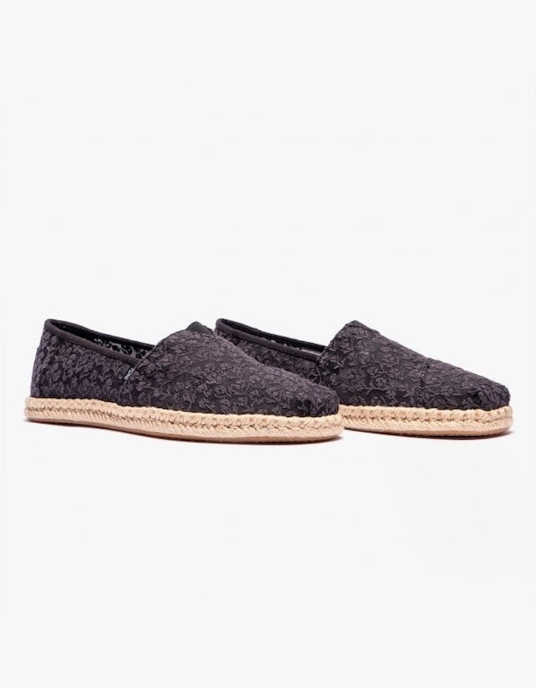 ALPARGATA ROPE Womens Posy Lace Espadrille Black