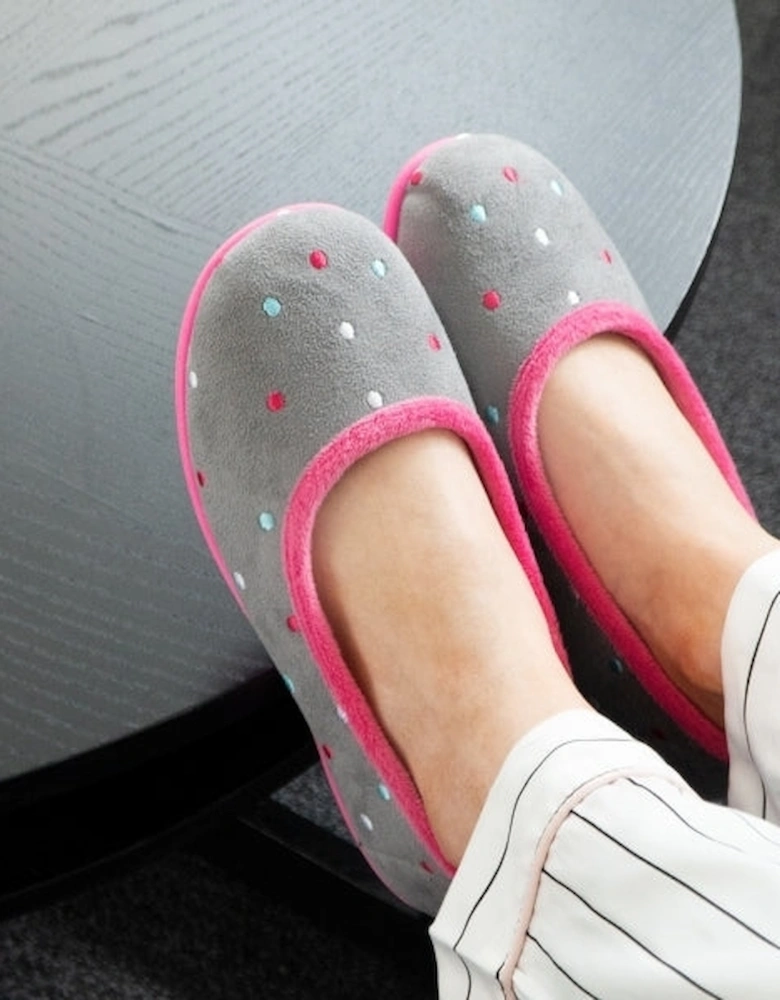 ISLA Womens Full Slippers Grey/Fuchsia