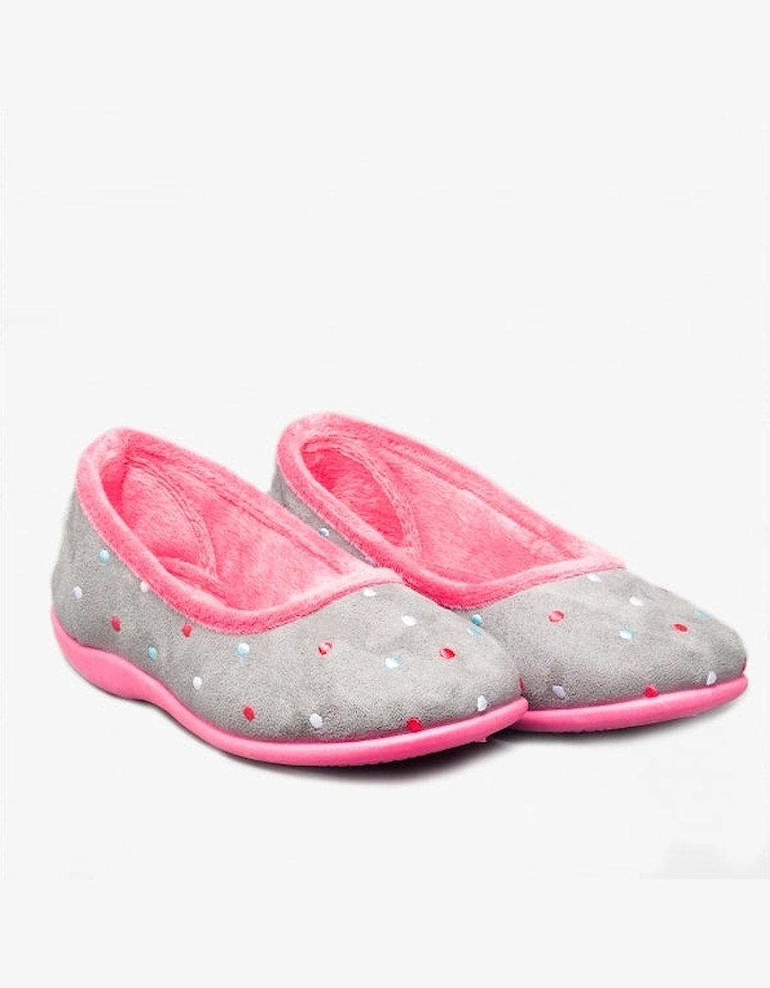 ISLA Womens Full Slippers Grey/Fuchsia