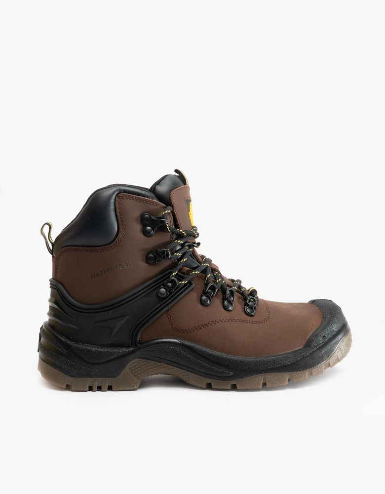 FS197 Unisex Leather Safety Boots Brown