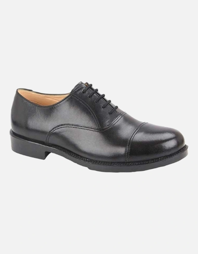 DUSTIN Mens Leather Oxford Cadet Shoes Black