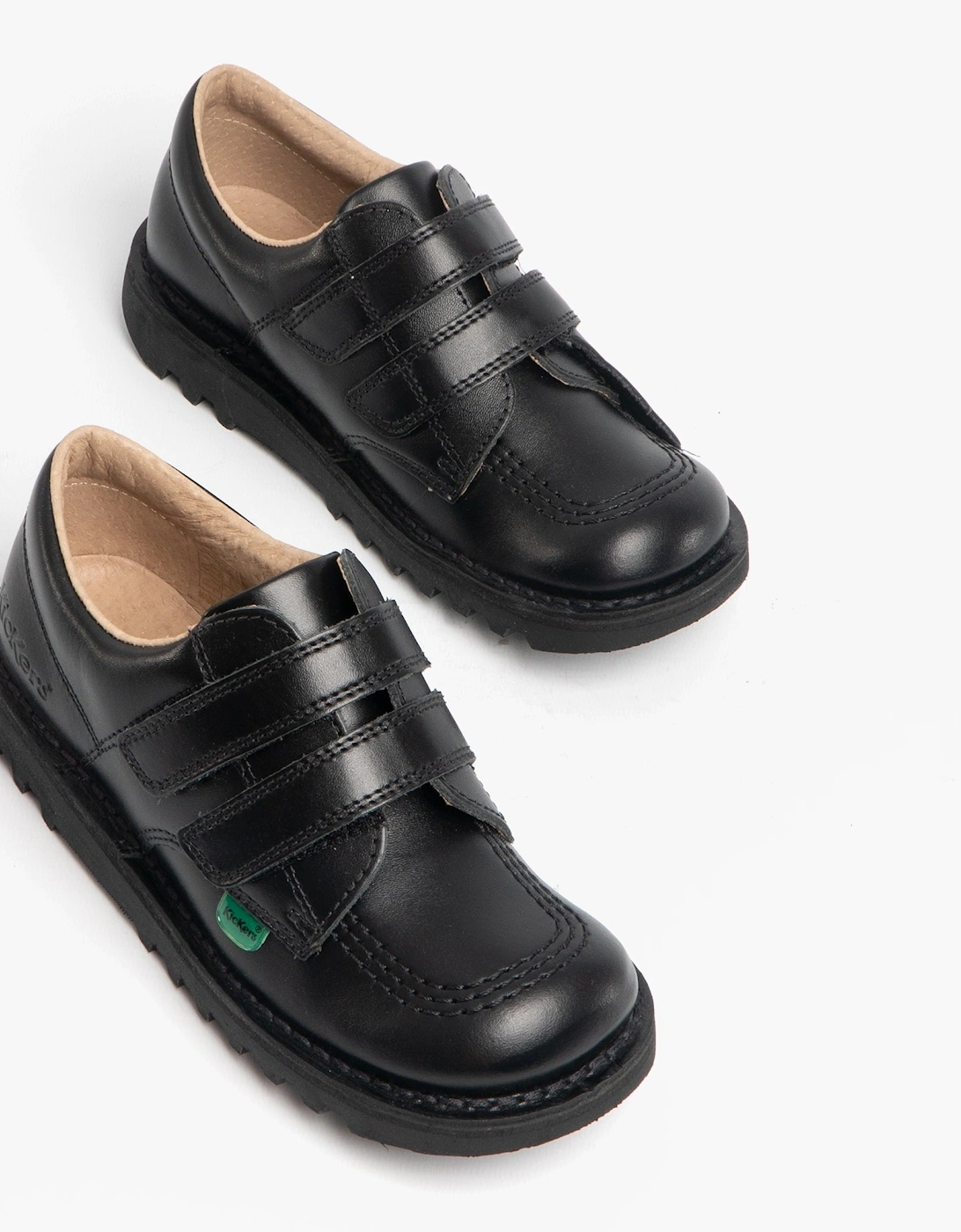 KICK LO Kids Leather Velcro Shoes Black