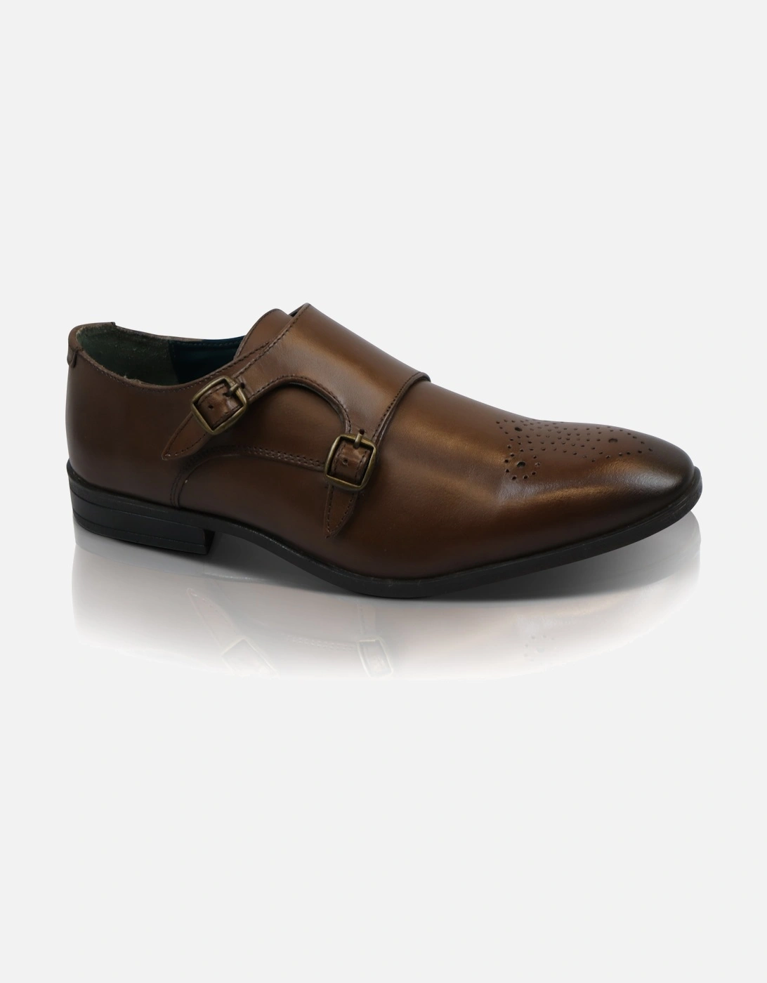 KRAMER Mens Monkstrap Shoes Brown, 2 of 1