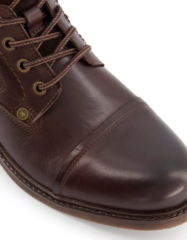 CANDOR Mens Leather Worker Boots Brown