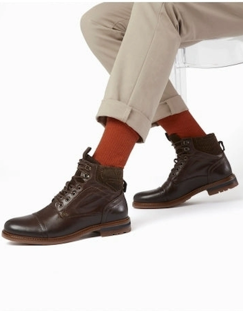 CANDOR Mens Leather Worker Boots Brown