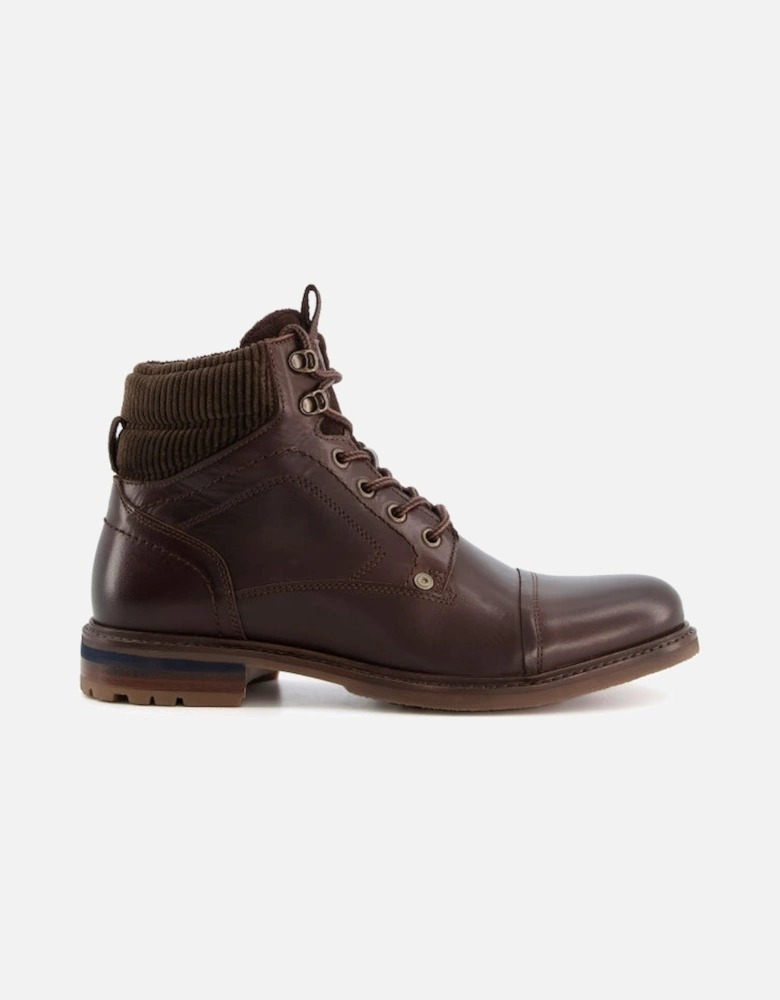 CANDOR Mens Leather Worker Boots Brown