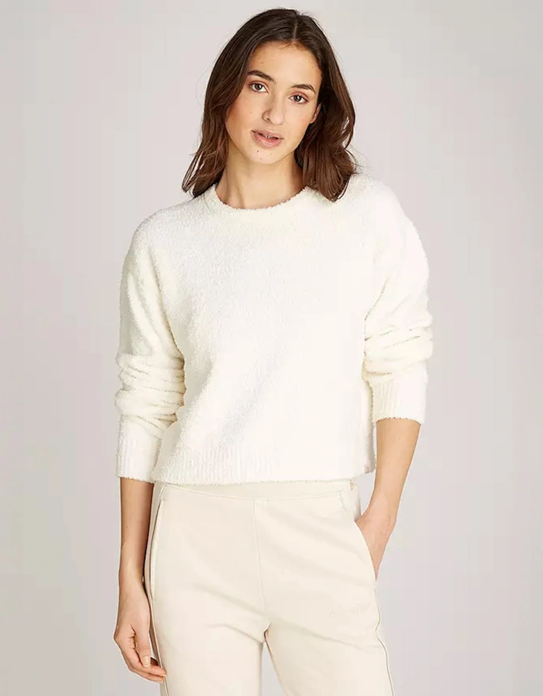 PLUSH SWEATER Womens Crew Pullover Ivory