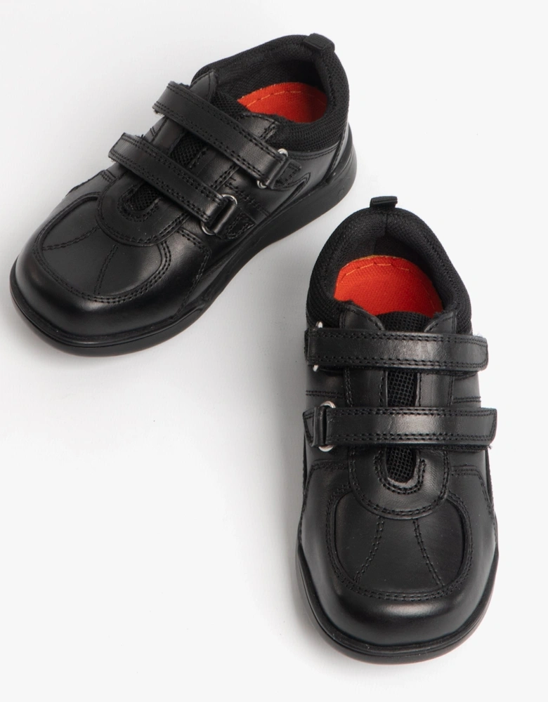 LIAM Boys Leather School Shoes Black