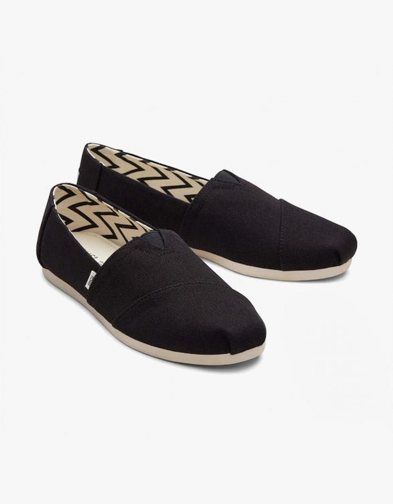 ALPARGATA Womens Cotton Espadrille Black Chevron