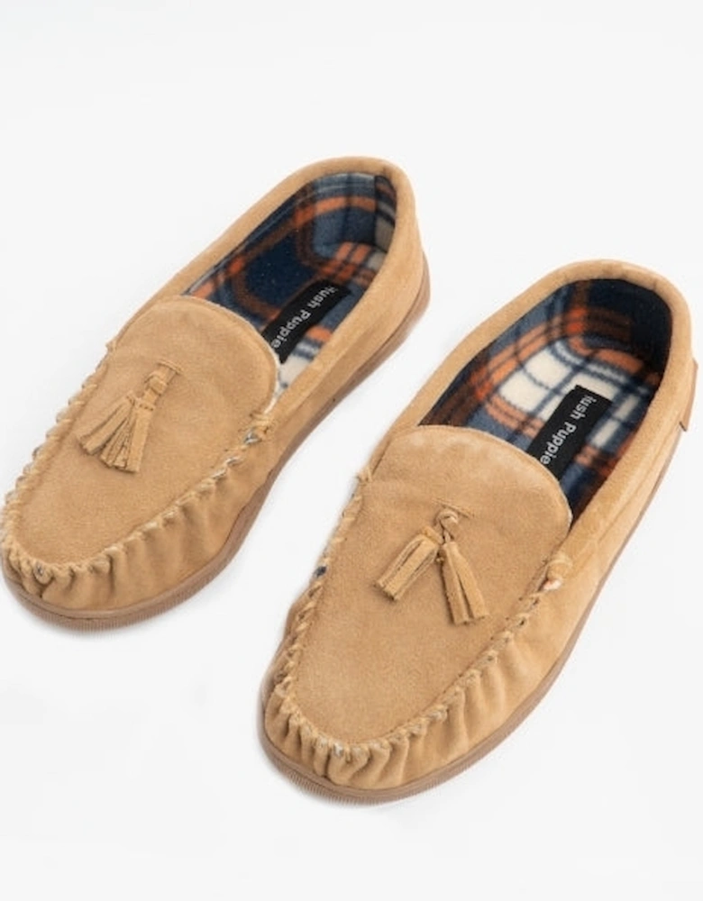 LINUS Mens Suede Moccasins Tan