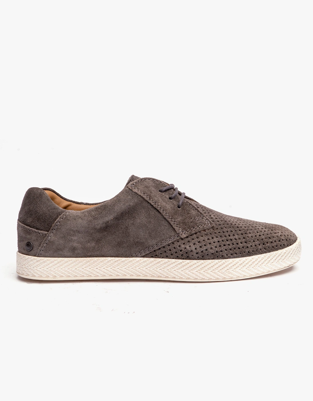 London KEEL Mens Perforated Suede Casual Shoes Grey, 7 of 6