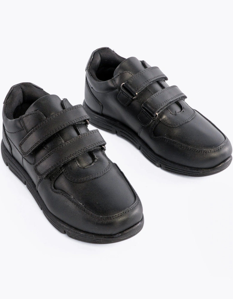 LUCAS Boys Leather School Shoes Black