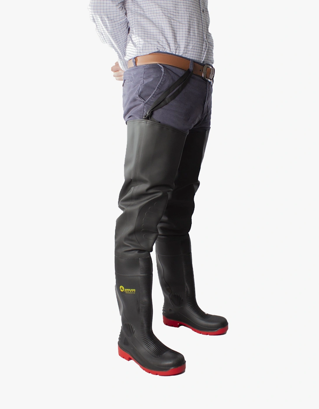 RHONE Unisex Safety Thigh Waders Black/Red