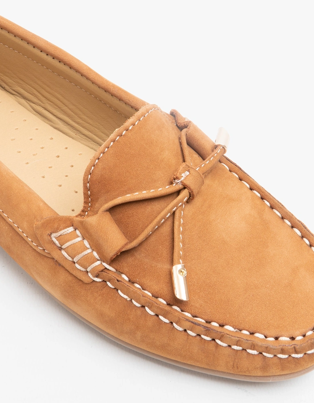 MAGGIE Womens Leather Driving Shoes Tan