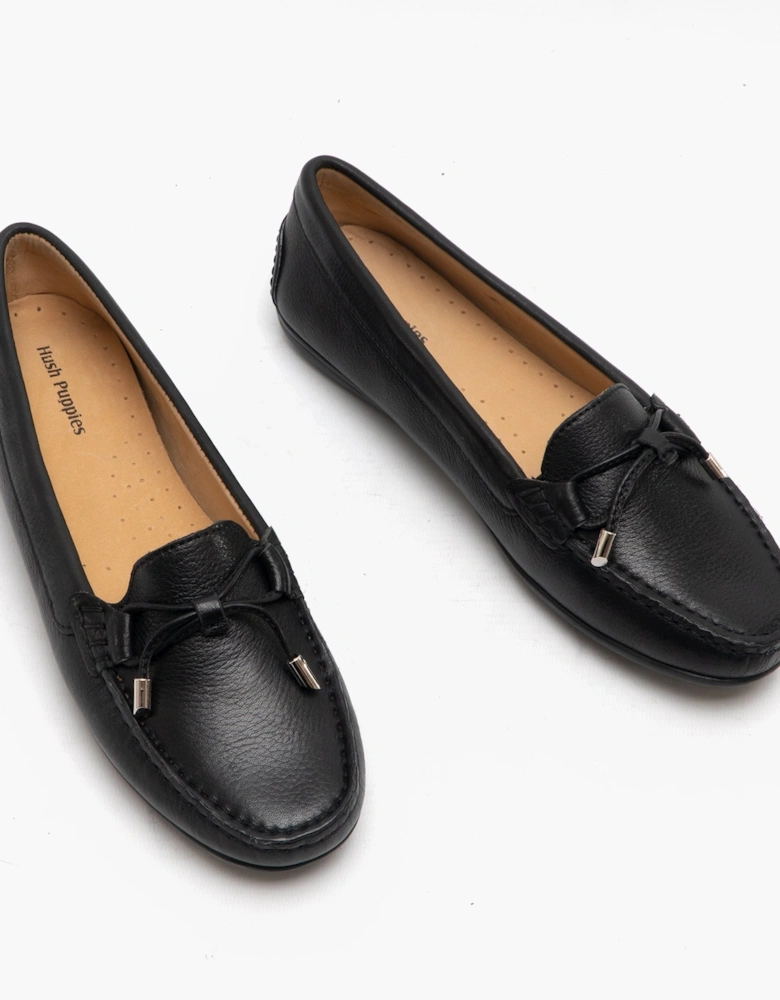 MAGGIE Womens Leather Loafers Black