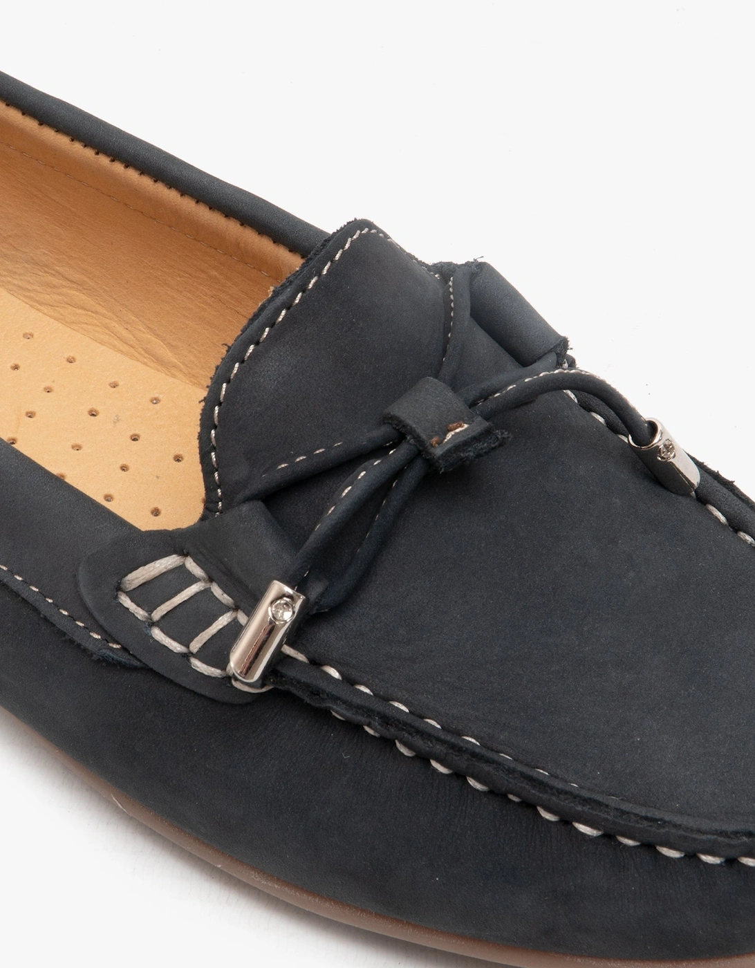 MAGGIE Womens Nubuck Loafers Navy