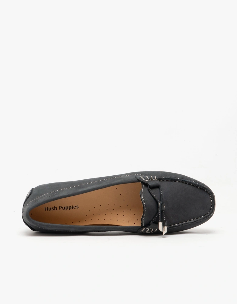 MAGGIE Womens Nubuck Loafers Navy