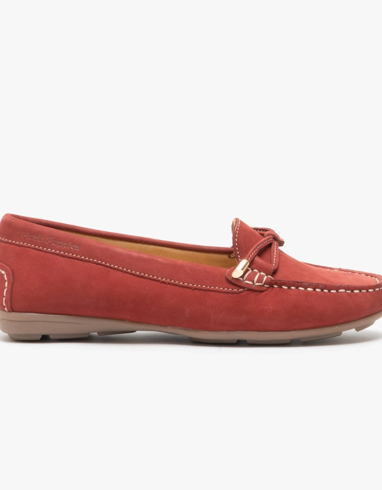 MAGGIE Womens Nubuck Loafers Red