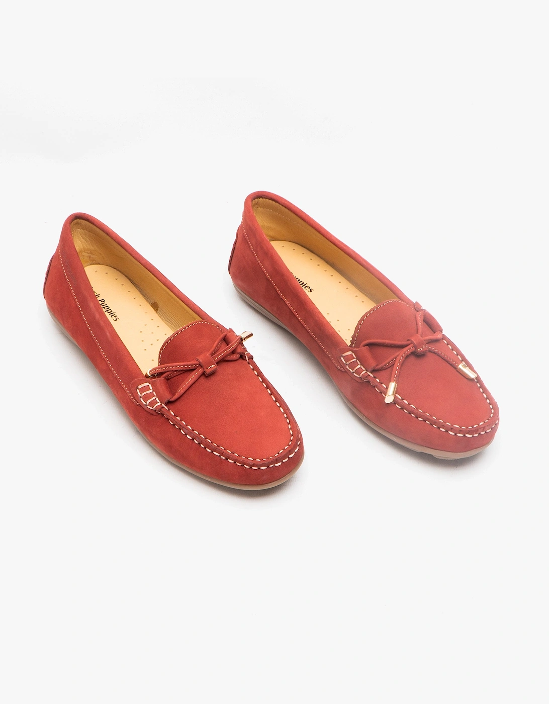 MAGGIE Womens Nubuck Loafers Red