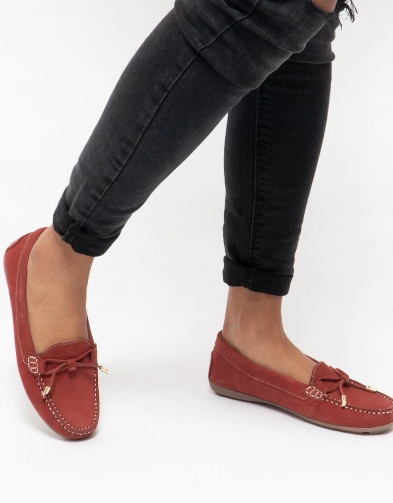 MAGGIE Womens Nubuck Loafers Red