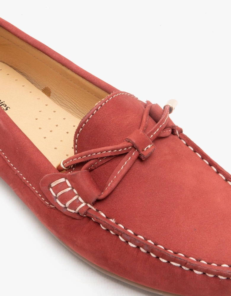 MAGGIE Womens Nubuck Loafers Red