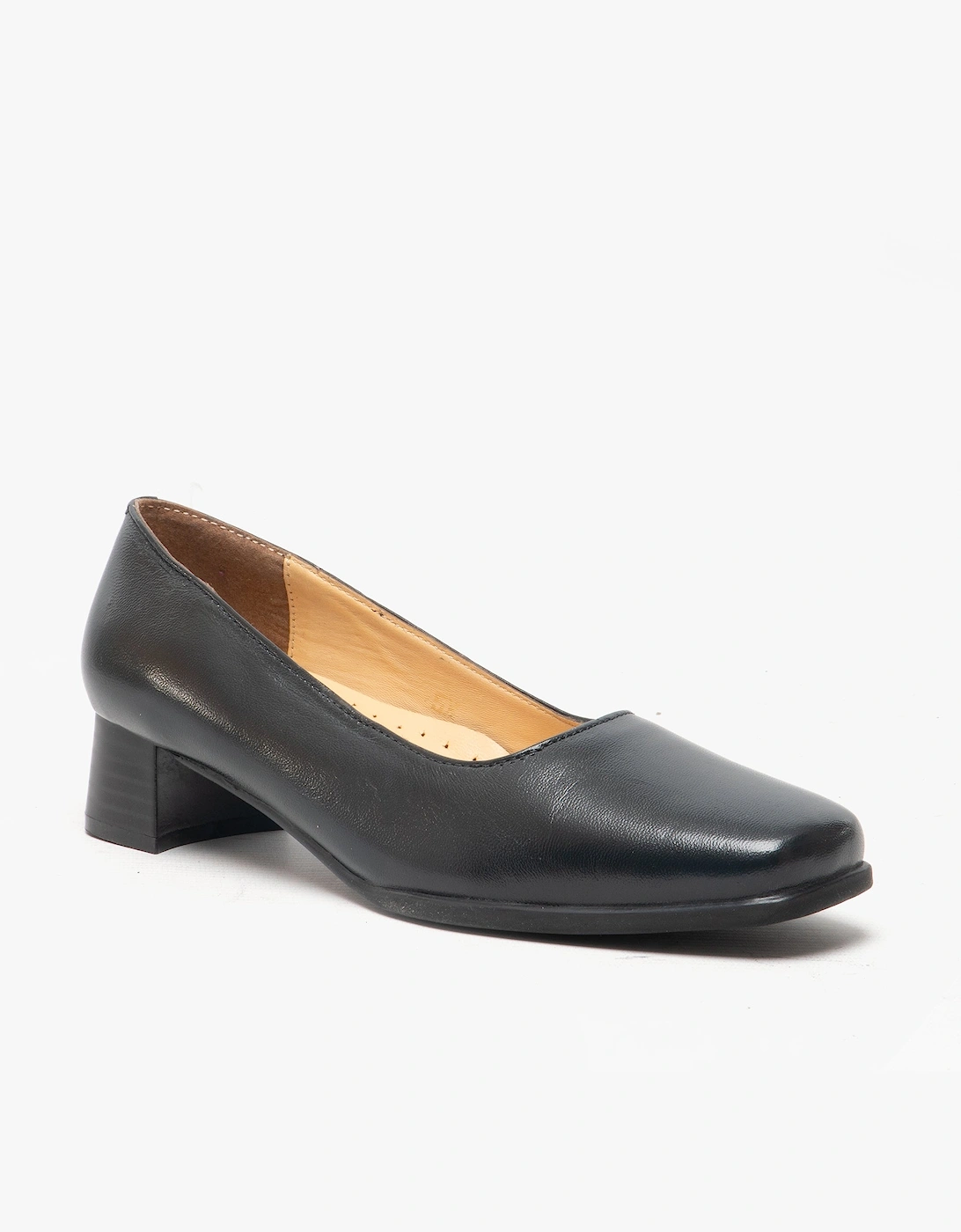 WALFORD Womens Leather Court Shoes Navy