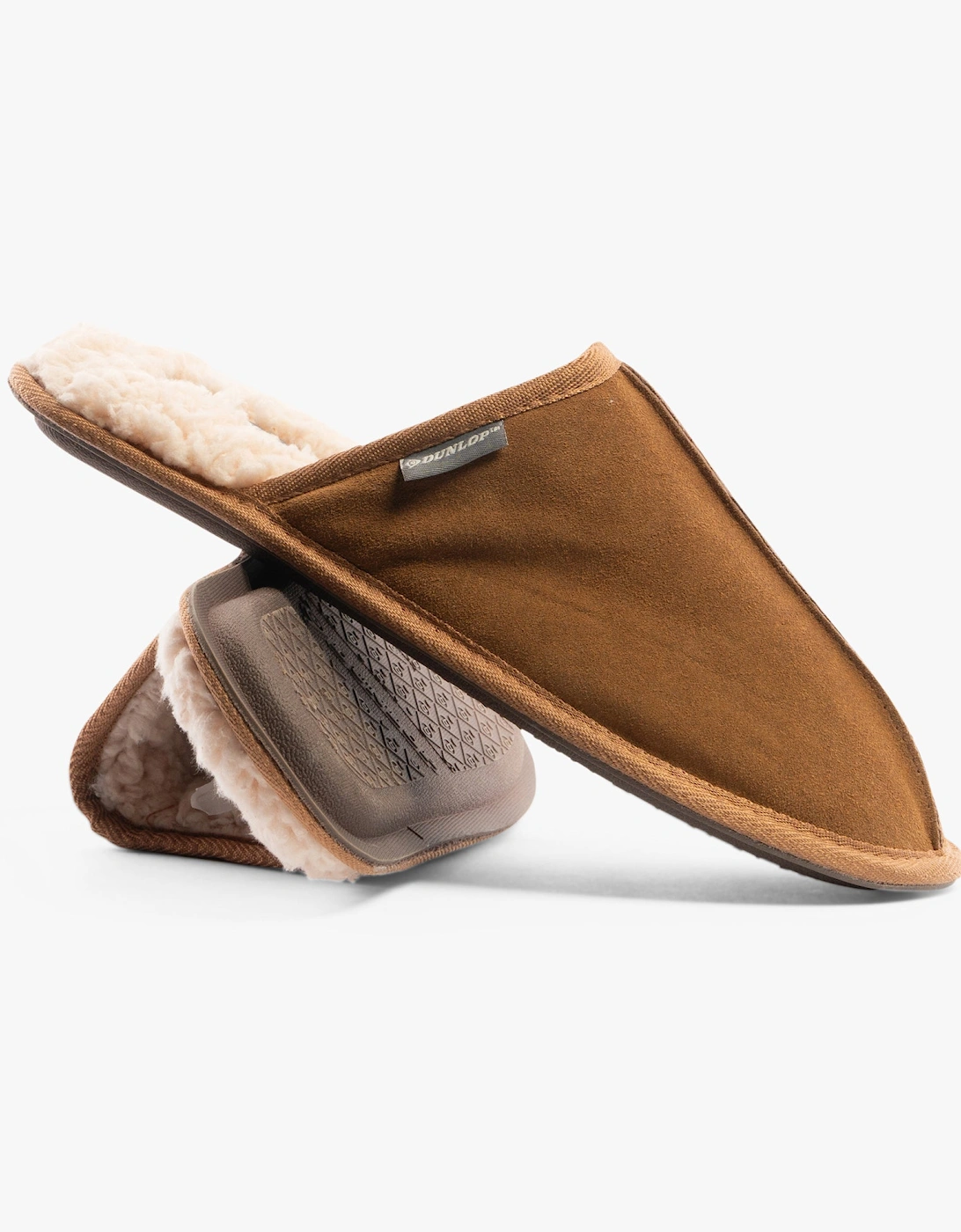 TAYLOR Mens Suede Mule Slippers Cognac