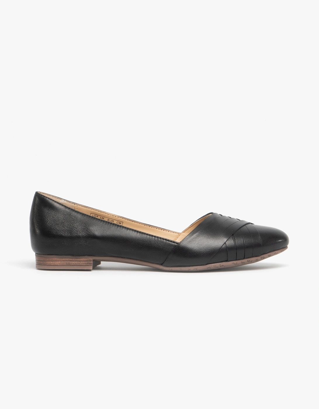 Women's Hush Puppies MARLEY Womens Leather Ballerina Shoes Black - Size: 4